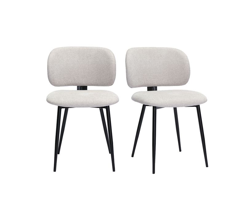 Chaises En Tissu Effet Velours Texturé Beige Et Métal Noir (lot De 2) Atrium