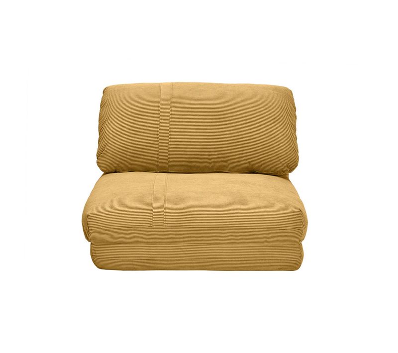 Chauffeuse 1 Place Convertible En Tissu Velours Côtelé Jaune Curry Spencer