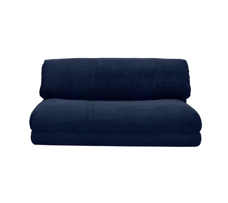Chauffeuse Convertible 2 Places En Tissu Velours Côtelé Bleu Foncé Spencer