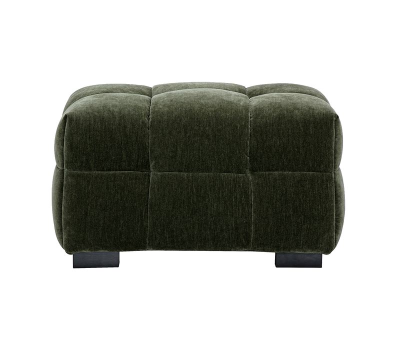 Pouf Repose-pieds Design En Tissu Effet Velours Vert Kaki Corto