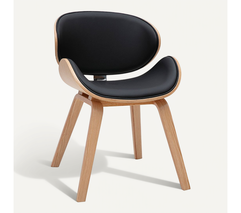 Chaise Design Noire Et Bois Clair Walnut