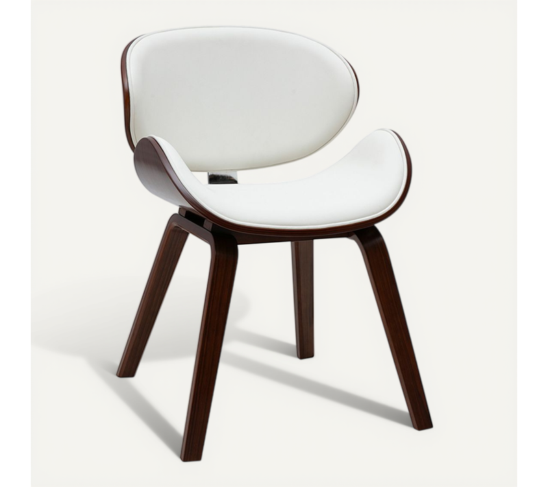 Chaise Design Blanche Et Bois Foncé Noyer Walnut