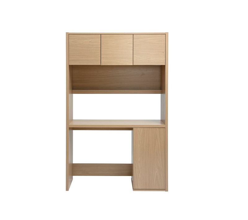 Bureau Bibliothèque Avec Rangements Finition Bois Clair Chêne L115 Cm Wissem
