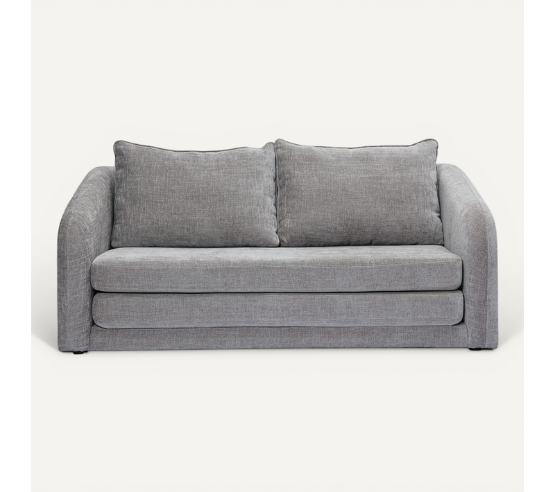 Canapé Convertible 2 Places En Tissu Effet Velours Texturé Gris Mahaut