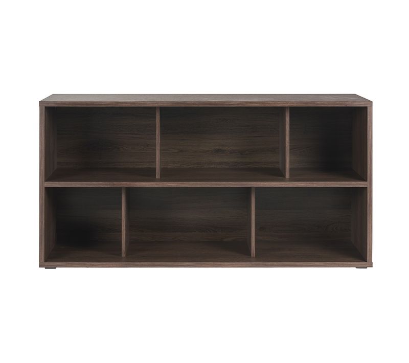 Bibliothèque Basse Finition Bois Foncé Noyer L140 Cm Epure