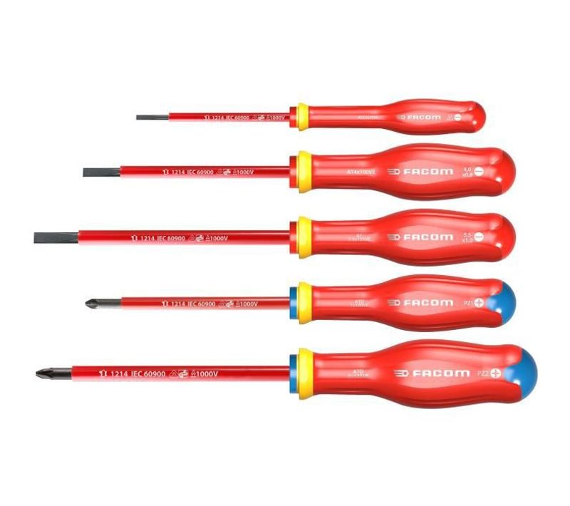 Coffret De 5 Tournevis Protwist Isolés 1000v - At5ve.pb - Avec 3 Tournevis Fente + 2 Prozidriv