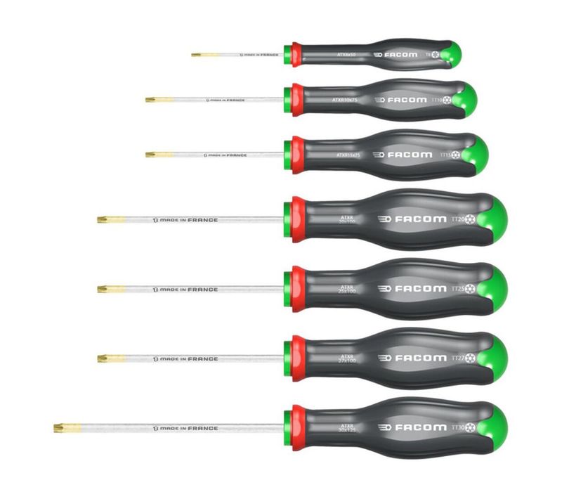 Set 7 Tournevis Torx Sécurité — Embouts Dorés, Manches Anti-chimie, Fabriqué En France