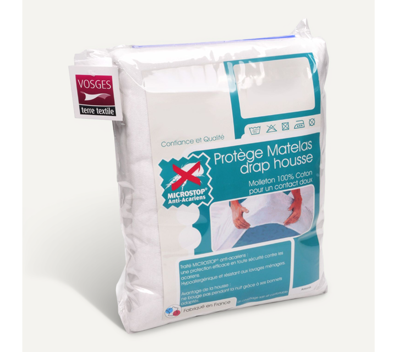 Protège Matelas Antonin 110x220 Cm Bonnet 40 Cm Molleton 220 G/m² Absorbant Blanc