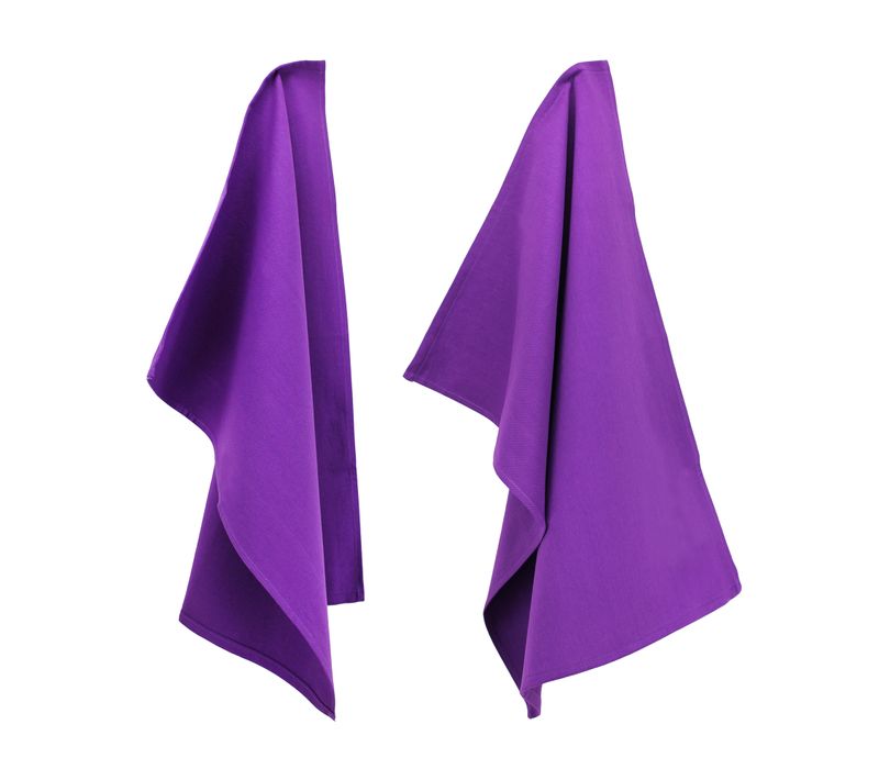 Lot De 2 Torchons De Cuisine 50x70 Cm Toile Pure Kitchen Tea Towel Violet