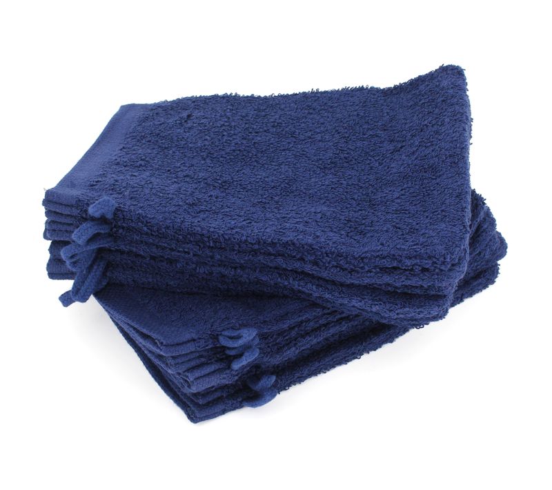 Lot De 12 Gants De Toilette 16x21 Cm Alpha Bleu Marine