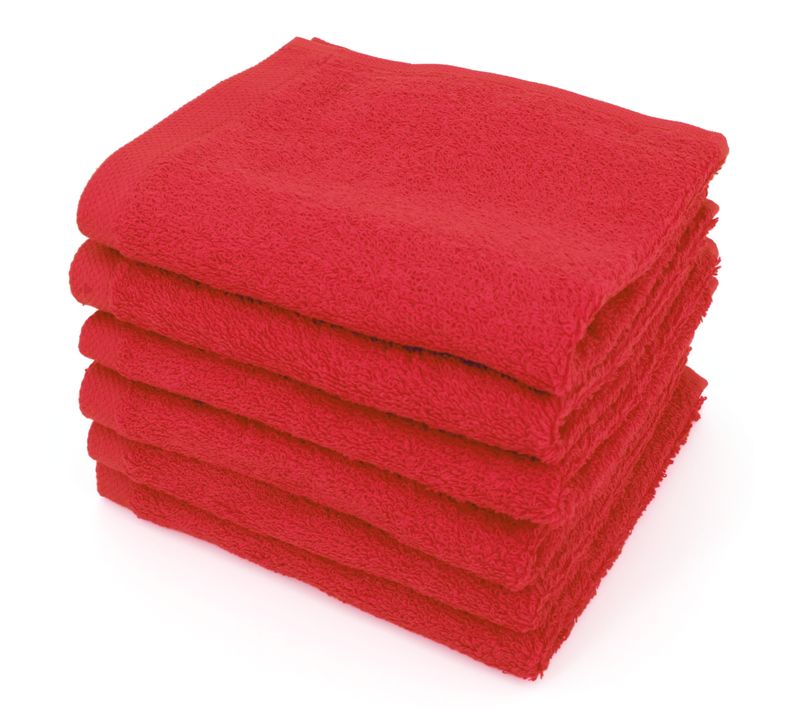 Lot De 6 Serviettes Invité 30x50 Cm Alpha Rouge