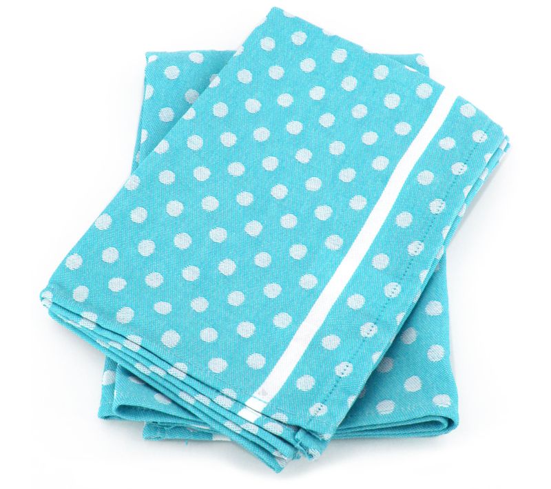 Lot De 2 Torchons De Cuisine Toile 50x70 Cm Dots Bleu