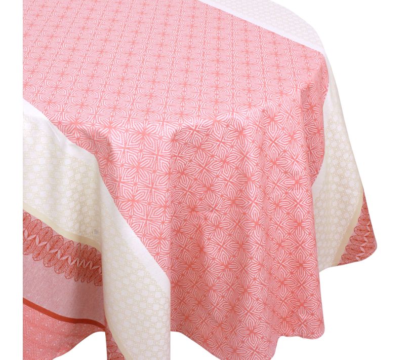 Nappe Ovale 170x300 Cm Jacquard Coton + Charleston Rouge Corail