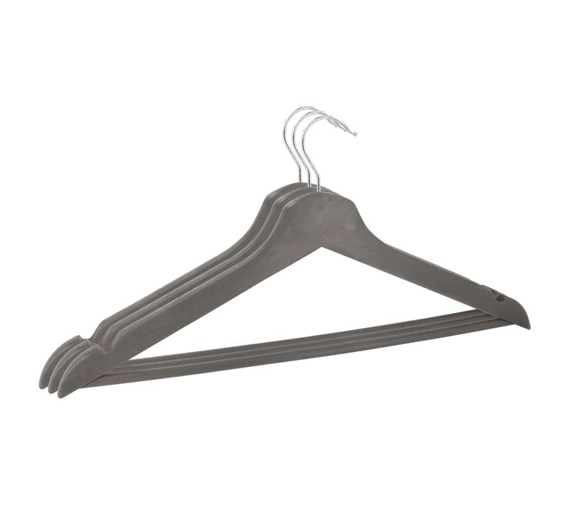 Lot De 3 Cintres En Bois Gris