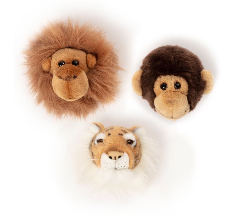 Peluche Trophée Mini 3 Petites Têtes Collection Jungle