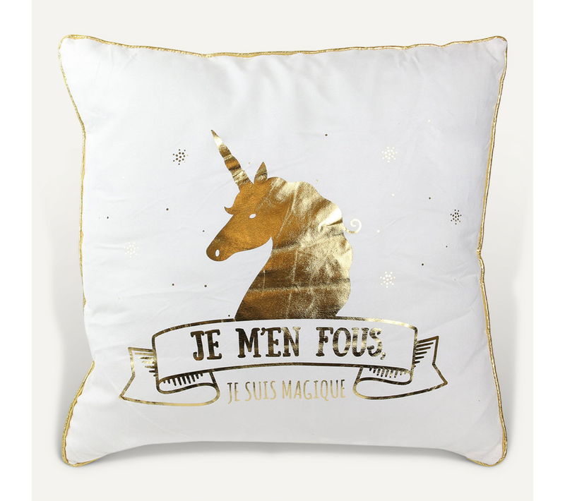 Coussin 40x40 Cm Licorne Or