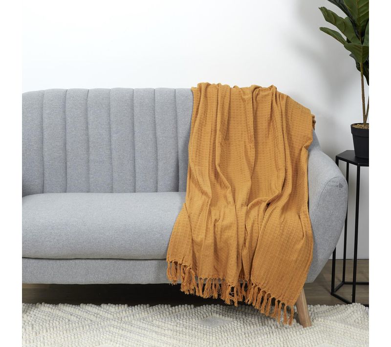 Jeté De Canapé 130x160 Cm Sofia Jaune Ocre