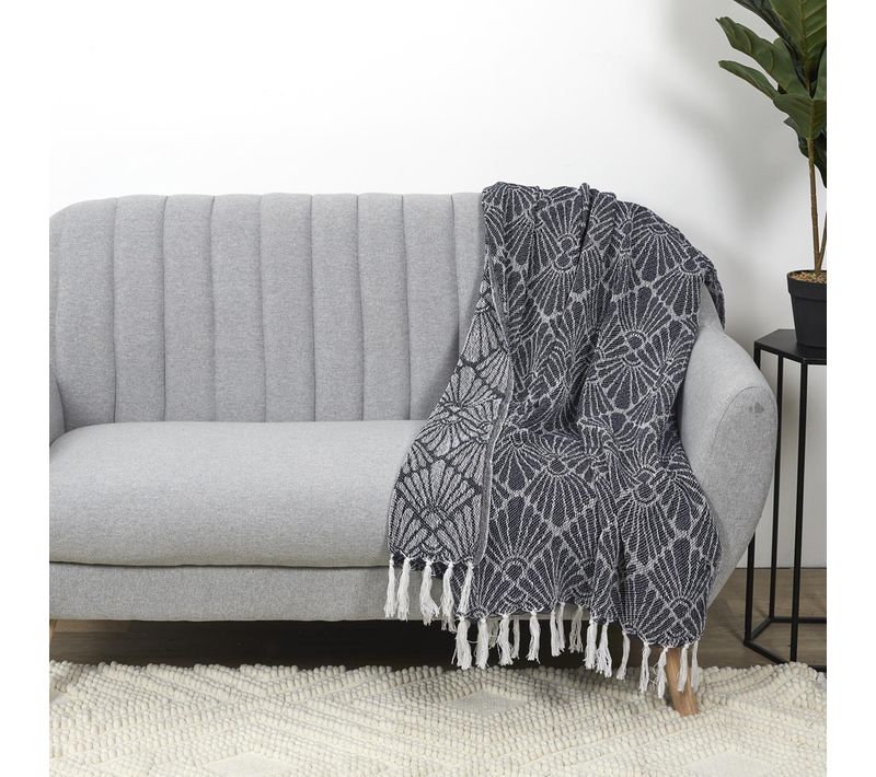 Jeté De Canapé 120x150 Cm Soleil Blanc/bleu