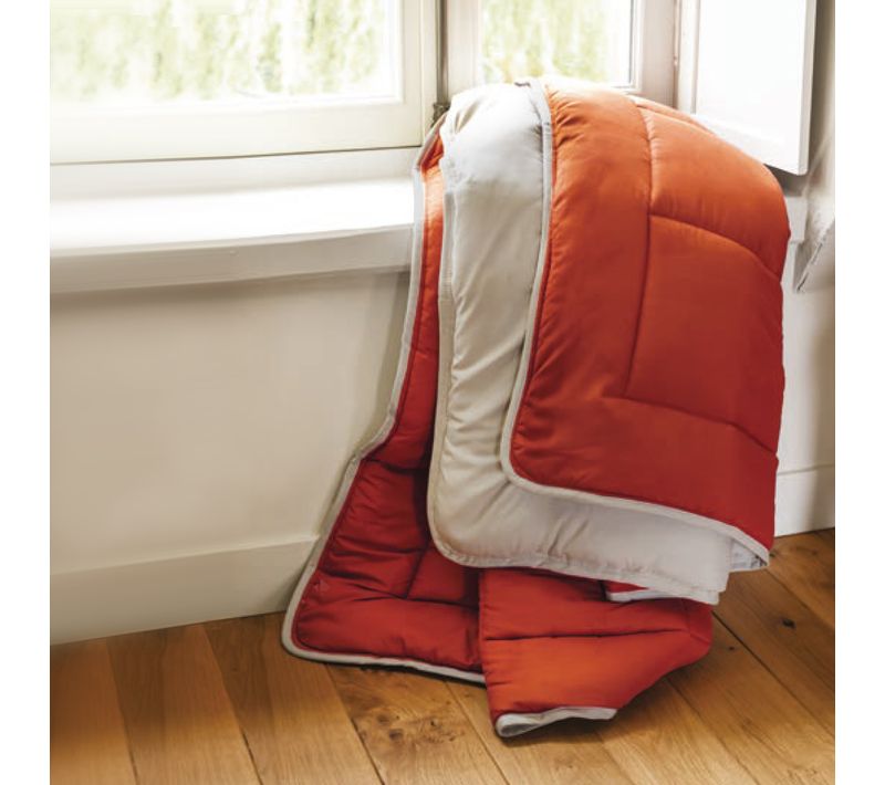 Couette Hiver 240x220 Cm Cocoon Bicolore Gingembre/galet Garnissage Fibre Polyester 400g/m2
