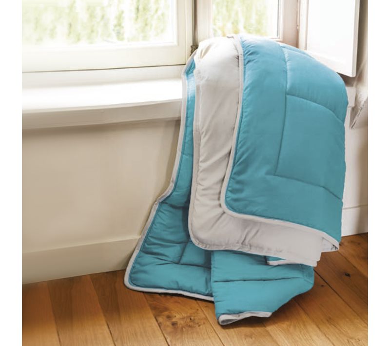 Couette été 260x240 Cm Cocoon Bicolore Lac/galet Garnissage Fibre Polyester 200g/m2