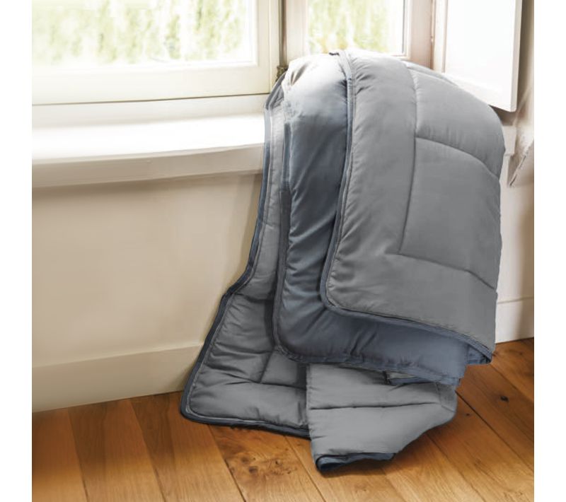 Couette Été 260x240 Cm Cocoon Bicolore Acier/argent Garnissage Fibre Polyester 200g/m2