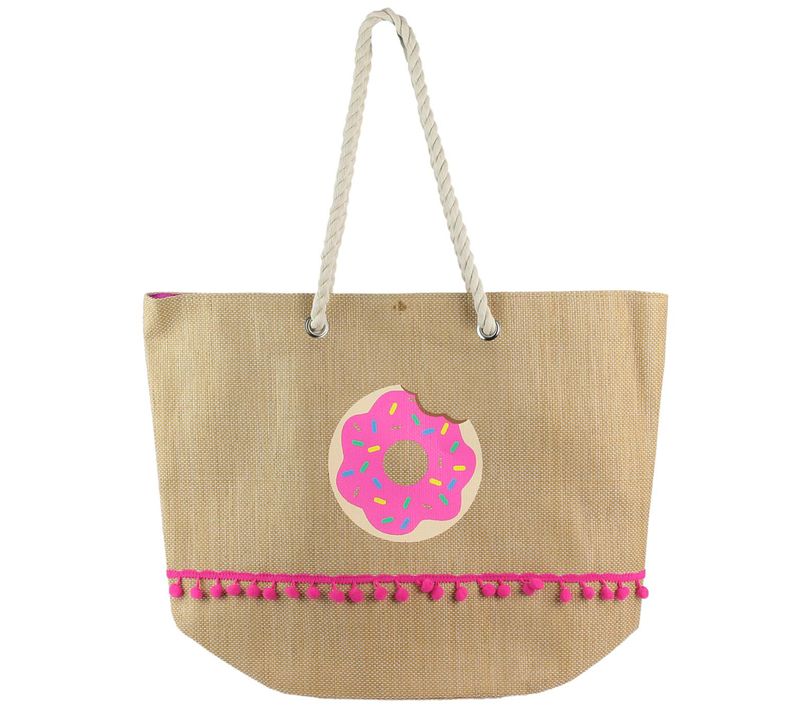 Sac De Plage Pompon Donuts Rose
