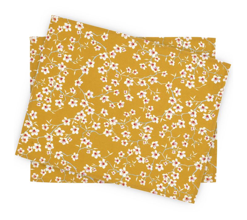 Lot De 2 Sets De Table Enduit 35x45 Cm Amandier Jaune Safran