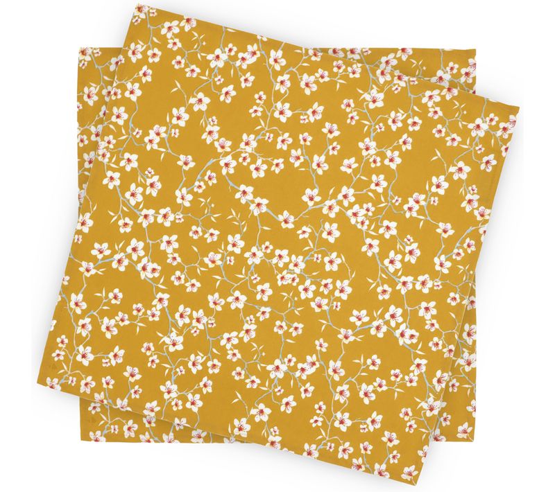 Lot De 2 Sets De Table Enduit 45x45 Cm Amandier Jaune Safran