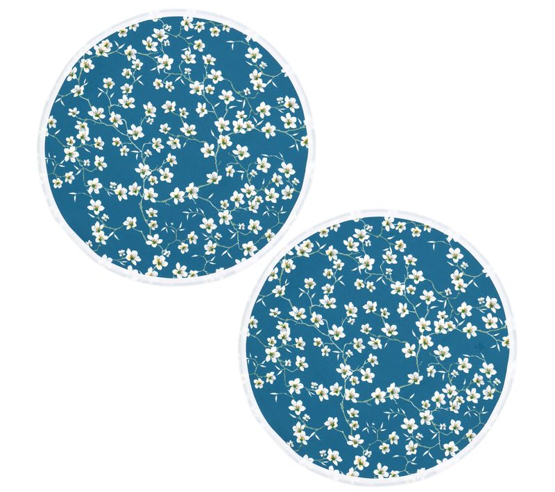 Lot De 2 Sets De Table Enduit 38 Cm Amandier Bleu