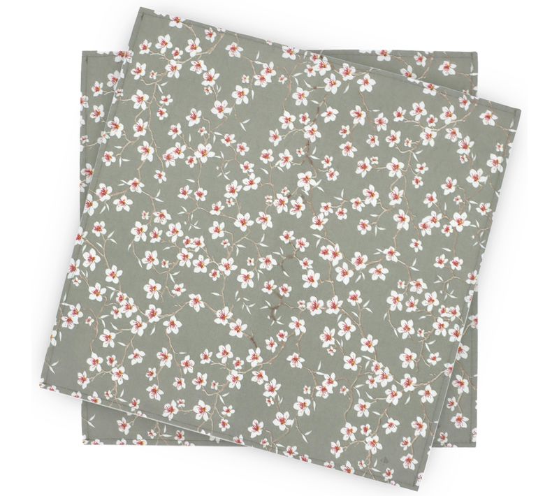 Lot De 2 Sets De Table Enduit 45x45 Cm Amandier Vert Sauge