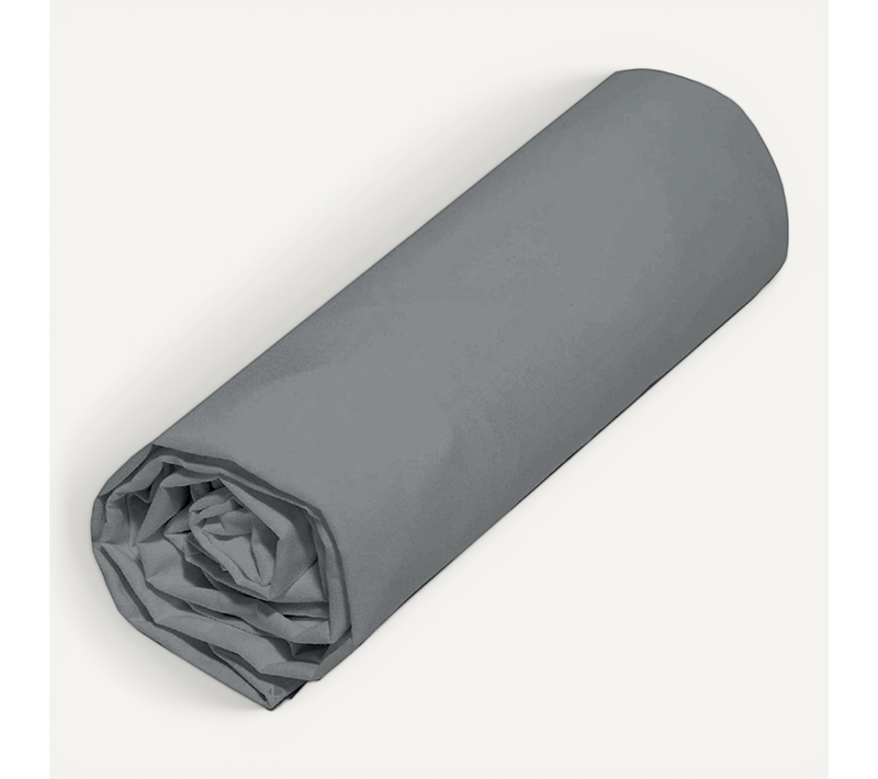 Drap Housse 90x190 Cm Polyester Microfibre Lago Gris Anthracite Bonnet 28 Cm