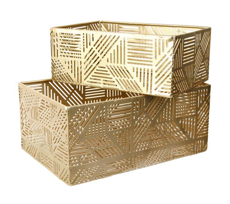 Lot De 2 Paniers De Rangement 25x17x11 Cm En Métal