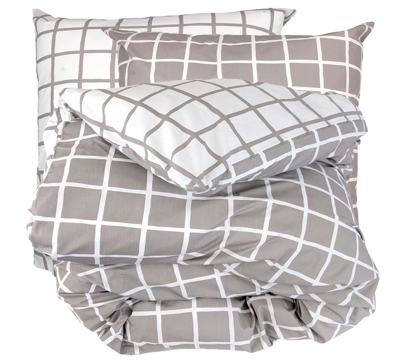 Parure De Lit 200x200 Cm Percale Coton Ddm Max Gris 3 Pièces