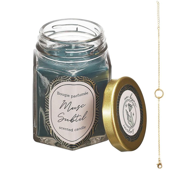 Bougie Parfumée Au Musc Cadix Couleur Verte + Bracelet Surprise