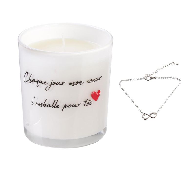 Bougie Parfumée Fleurs De Printemps Malaga Blanche + Bracelet Surprise