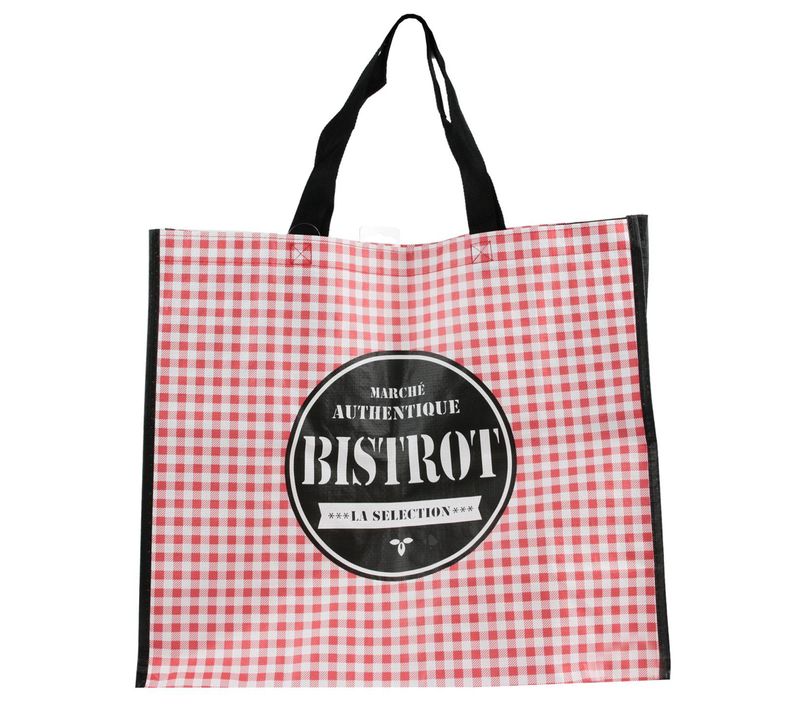 Sac De Shopping Cabas 40x45x20 Cm Siero Noir Motif Vichy Rouge