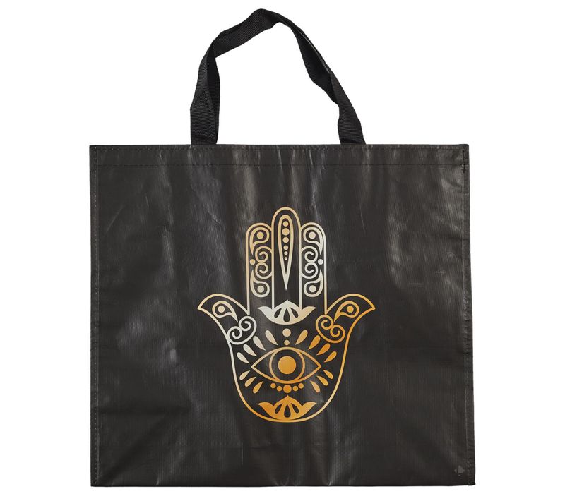 Sac De Shopping Cabas 40x45x20 Cm Mirage Noir Avec Main De Fatma Dorée