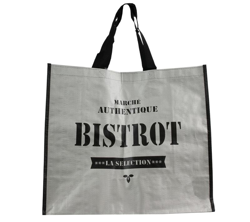 Sac De Shopping Cabas 40x45x20 Cm Siero Gris Et Noir