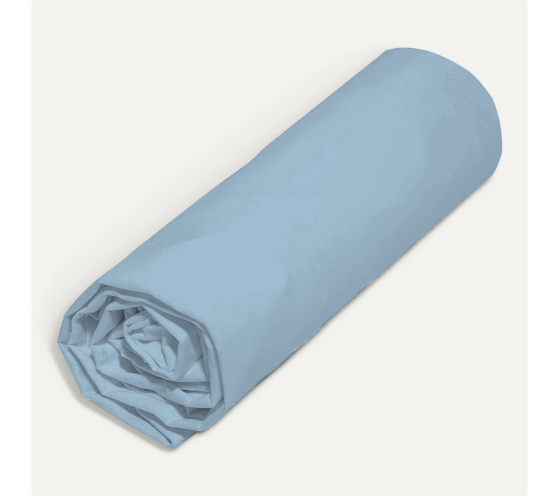 Drap Housse 160x200 Cm En 100% Polyester Microfibre Lago Bleu Ciel Bonnet 25 Cm