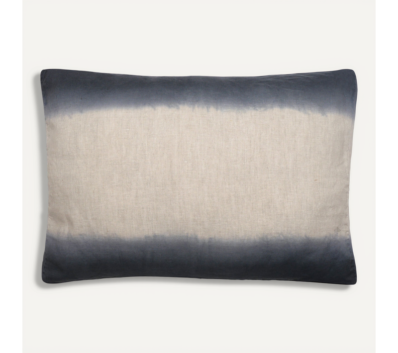 Housse De Coussin Deepali Deco 55x80 Cm Lin Et Coton Lavé Bleu Granit