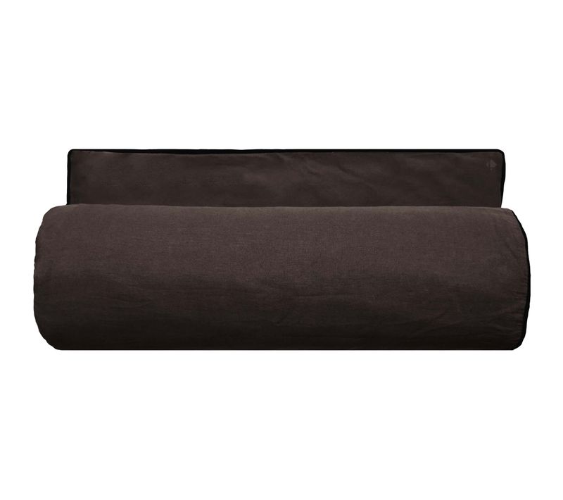 Housse D'édredon Prelude 80x200 Cm Lin Et Coton Lavé Noir Café