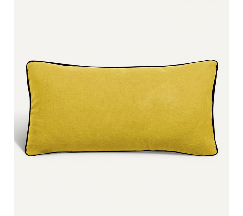 Housse De Coussin Prelude 55x110 Cm Lin Et Coton Lavé Jaune Curry