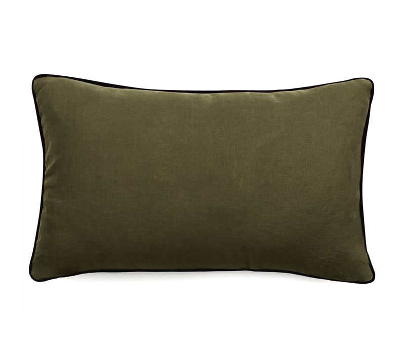 Housse De Coussin Prelude 30x50 Cm Lin Et Coton Lavé Vert Kaki