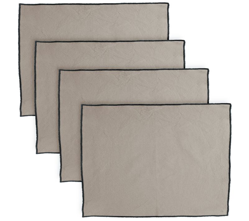 Lot De 4 Sets De Table 37x50 Cm Hono Beige Chanvre Coton