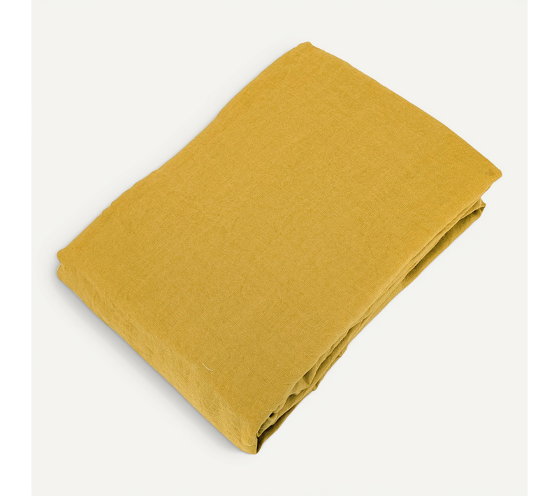 Drap Housse En Lin Lavé Froissé 140x190 Cm Sonate Jaune Curry