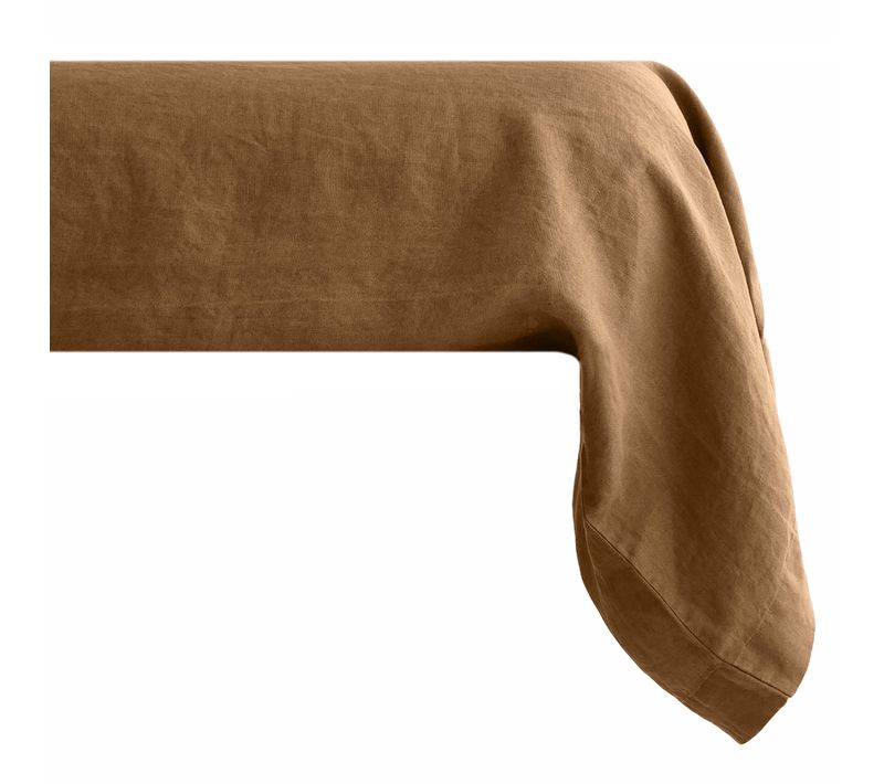 Taie De Traversin Uni 195x43 Cm 100% Lin Lavé Sonate Marron Cognac