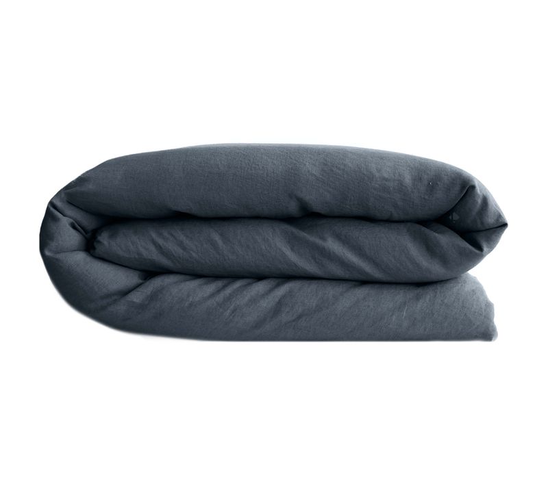Housse De Couette 280x240 Cm Lit King Size Lin Lavé Sonate Gris Granit