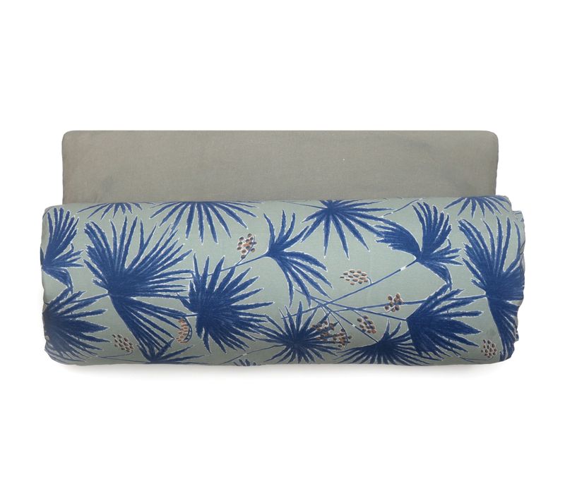 Housse D'édredon 80x200 Cm Lin Lavé Motif Végétal Palawan Bleu Indigo
