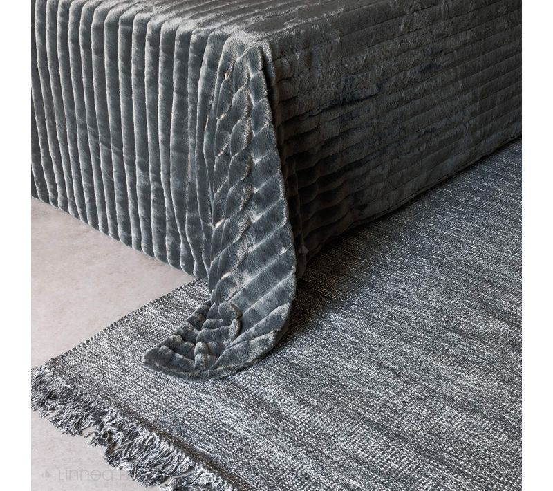 Dessus De Lit 260x230 Cm Hermine Fausse Fourrure Gris Ardoise