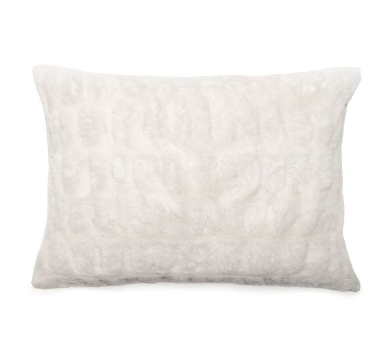 Coussin 55x75 Cm Zibeline En Fausse Fourrure Blanc Neige
